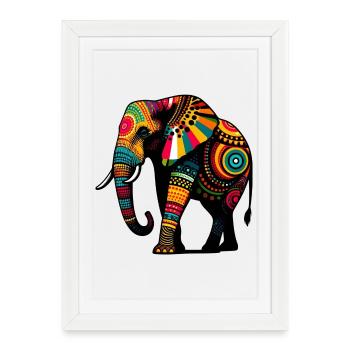 Éléphant - Affiche encadrée (27 × 37 cm) - blanc - Devant