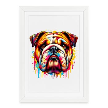 Bouledogue anglais Chien - Affiche encadrée (27 × 37 cm) - blanc - Devant