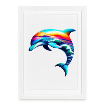 Dolphin - Framed poster (27 × 37 cm) - white - Front