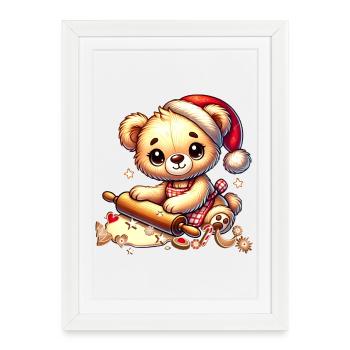 Cuisson de Noël Teddy – Douce joie festive - Affiche encadrée (27 × 37 cm) - blanc - Devant