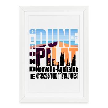 LA DUNE DE PILAT GIRONDE NOUVELLE AQUITAINE - Affiche encadrée (27 × 37 cm) - blanc - Devant