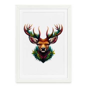 Cerf - Affiche encadrée (27 × 37 cm) - blanc - Devant