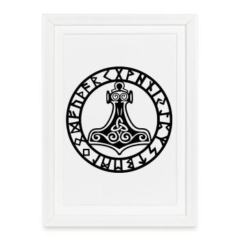 Marteau viking noir - Affiche encadrée (27 × 37 cm) - blanc - Devant