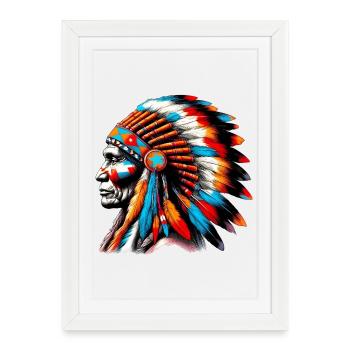 Amérindien Américain - Affiche encadrée (27 × 37 cm) - blanc - Devant