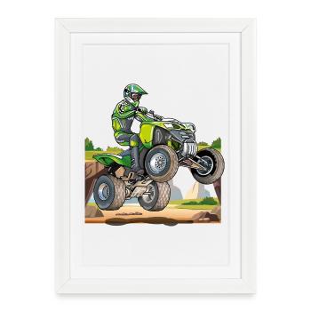 Motocross, quad tout-terrain - Affiche encadrée (27 × 37 cm) - blanc - Devant