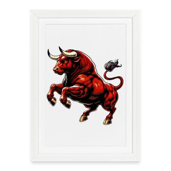Taureau - Affiche encadrée (27 × 37 cm) - blanc - Devant
