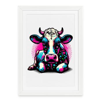Vache - Affiche encadrée (27 × 37 cm) - blanc - Devant