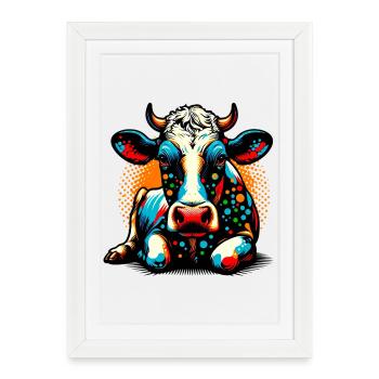 Vache - Affiche encadrée (27 × 37 cm) - blanc - Devant