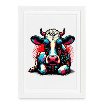Vache - Affiche encadrée (27 × 37 cm) - blanc - Devant