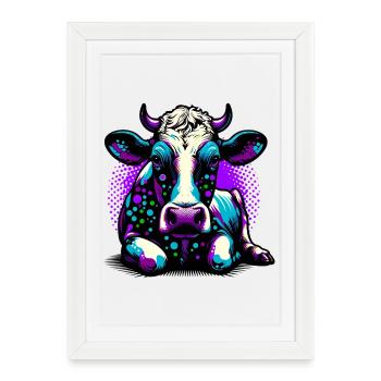 Vache - Affiche encadrée (27 × 37 cm) - blanc - Devant
