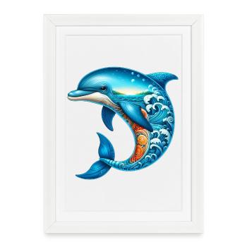 Dauphin - Affiche encadrée (27 × 37 cm) - blanc - Devant