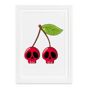 Cherry skulls - Framed poster (27 × 37 cm) - white - Front