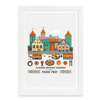 Festival de cuisine de rue - Affiche encadrée (27 × 37 cm) - blanc - Devant