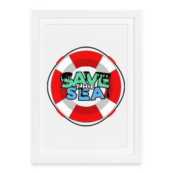Save the sea - Affiche encadrée (27 × 37 cm) - blanc - Devant