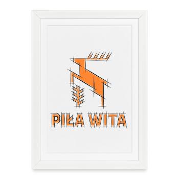 La ville de Piła est la bienvenue. Logo de cerf de dessin animé - Affiche encadrée (27 × 37 cm) - blanc - Devant