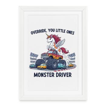 Monster Truck Unicorn - Framed poster (27 × 37 cm) - white - Front