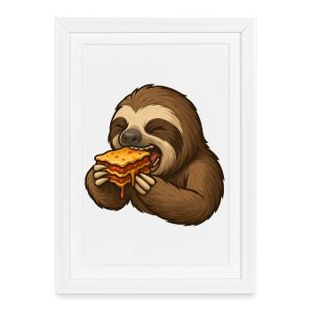 Sloth Lasagna Food Enjoyment Lazy - Framed poster (27 × 37 cm) - white - Front
