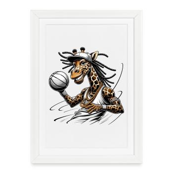Girafe hipster avec microphone et dreadlocks - Affiche encadrée (27 × 37 cm) - blanc - Devant