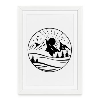 Montagnes - Affiche encadrée (27 × 37 cm) - blanc - Devant