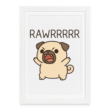 Mignon Carlin Chien Dessin Animé Costume Roar Rawr - Affiche encadrée (27 × 37 cm) - blanc - Devant