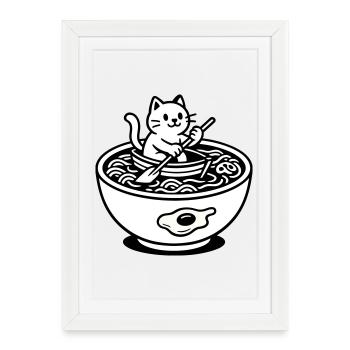 Mignon Noudle Soup Chat - Affiche encadrée (27 × 37 cm) - blanc - Devant