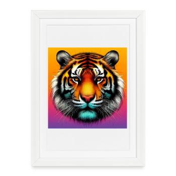 tigre - Affiche encadrée (27 × 37 cm) - blanc - Devant