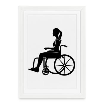 Fauteuil roulant Femme - Affiche encadrée (27 × 37 cm) - blanc - Devant