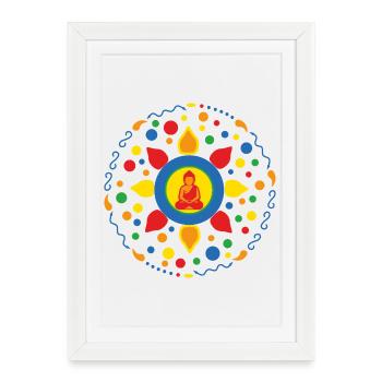 Buddha Mandala Lotus Flower Ornament - Framed poster (27 × 37 cm) - white - Front