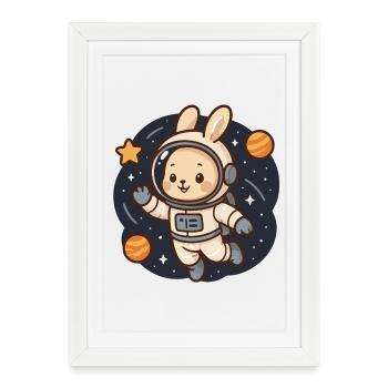 Space bunny in astronaut suit - Framed poster (27 × 37 cm) - white - Front