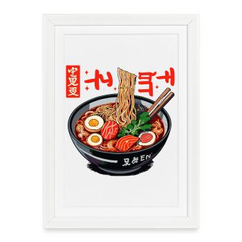 Illustration de bol de ramen vif - Affiche encadrée (27 × 37 cm) - blanc - Devant