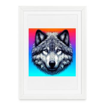 Loup - Affiche encadrée (27 × 37 cm) - blanc - Devant