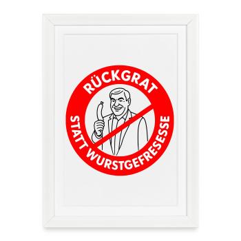 Backbone instead of sausage eating! DESIRED COLORS Comic - Framed poster (27 × 37 cm) - white - Front