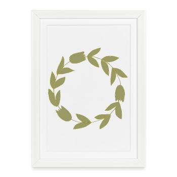 Illustration élégante d'une couronne de feuilles en or - Affiche encadrée (27 × 37 cm) - blanc - Devant