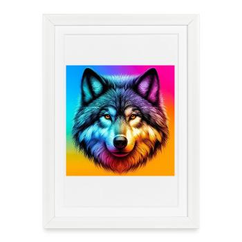 Loup - Affiche encadrée (27 × 37 cm) - blanc - Devant