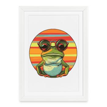 Lunettes de soleil décontractées en forme de grenouille - Affiche encadrée (27 × 37 cm) - blanc - Devant