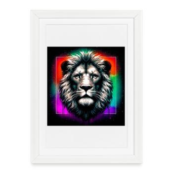 lion - Framed poster (27 × 37 cm) - white - Front