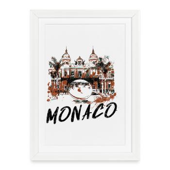 Façade du Casino de Monaco – Illustration - Affiche encadrée (27 × 37 cm) - blanc - Devant