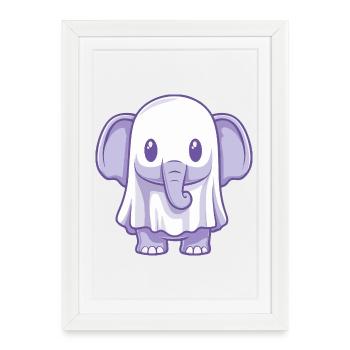 Elephant Halloween Ghost - Framed poster (27 × 37 cm) - white - Front