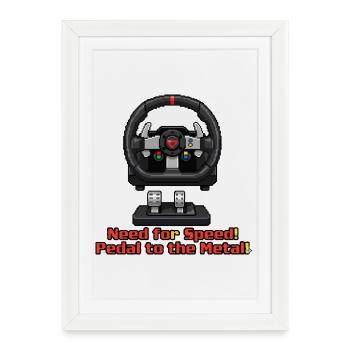 Pixel Race: Pedal to the Metal - Framed poster (27 × 37 cm) - white - Front