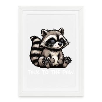 Parlez à la patte Waschbär Waschbären Raton laveur - Affiche encadrée (27 × 37 cm) - blanc - Devant