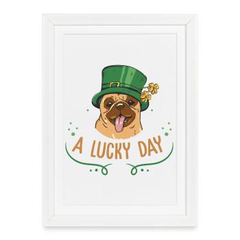 Le chien de fête top Irish Patricks Day Design - Affiche encadrée (27 × 37 cm) - blanc - Devant