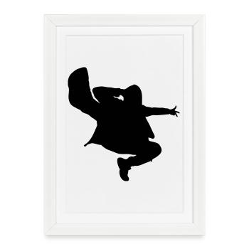 B-Boy Silhouette – Breakdance Jump Kick - Framed poster (27 × 37 cm) - white - Front