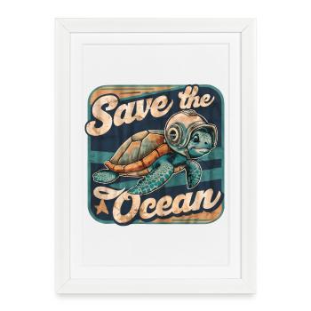Save the Ocean Protection Environnement Surfeurs - Affiche encadrée (27 × 37 cm) - blanc - Devant