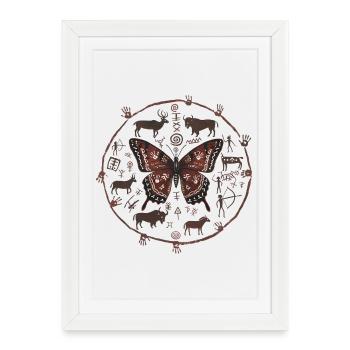 Cercle Runique Papillon - Affiche encadrée (27 × 37 cm) - blanc - Devant