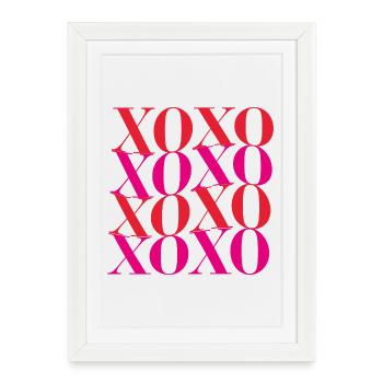 Xoxo. Baisers, câlins et vibrations de fille - Affiche encadrée (27 × 37 cm) - blanc - Devant