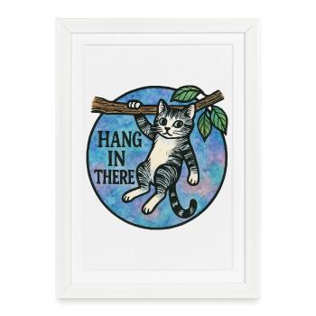Hang In There Cat Patch - Framed poster (27 × 37 cm) - white - Front