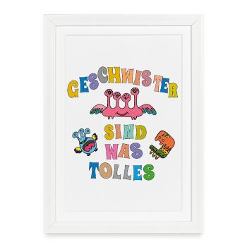 Siblings Dear Brother Sister - Framed poster (27 × 37 cm) - white - Front