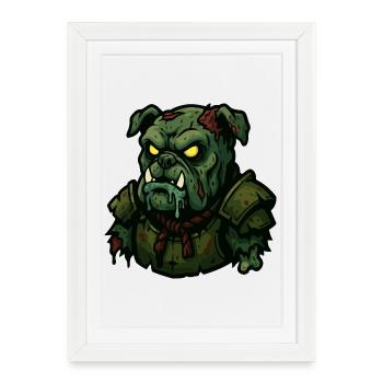 Undead Bulldog Warrior - Framed poster (27 × 37 cm) - white - Front