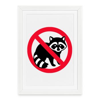 No Raccoon Zone Emblem - Framed poster (27 × 37 cm) - white - Front