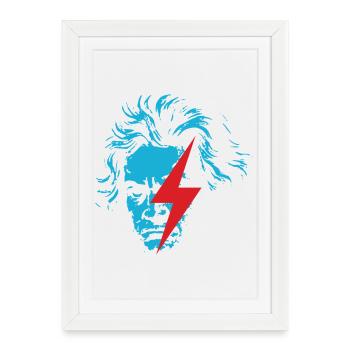 Visage bleu Beethoven avec éclair rouge - Affiche encadrée (27 × 37 cm) - blanc - Devant